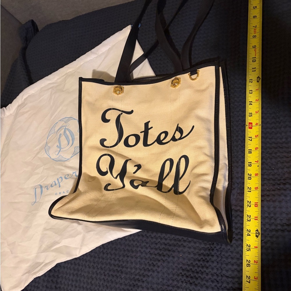 Draper James Cream and Black Totes Y'all Bag